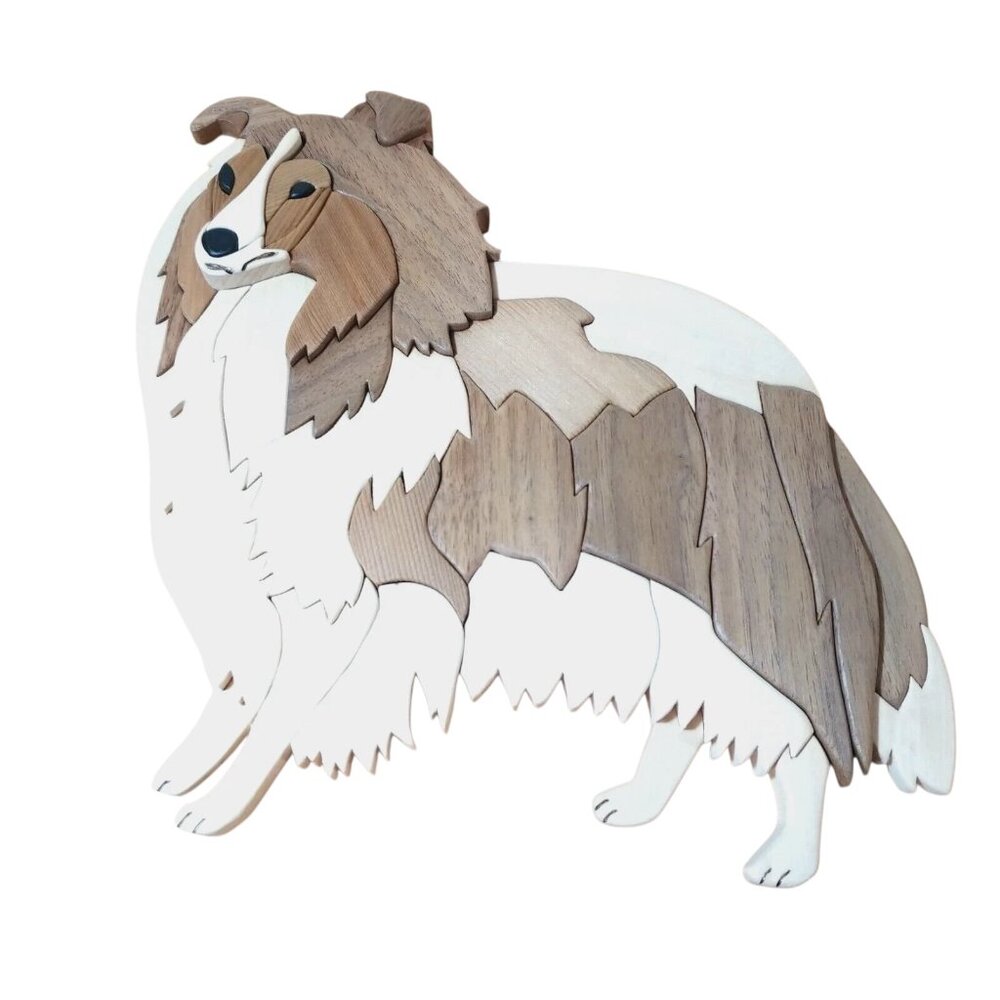 Border‎ Collie Intarsia 3D Wood Handmade Custom Fine Art Dog Japan Thomas Tait?